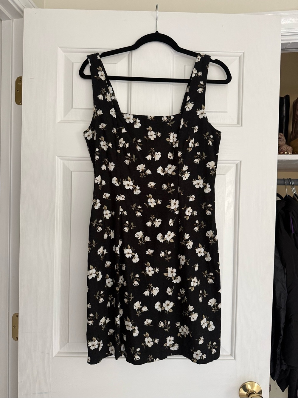 Old Navy Black Mini Dress with White Floral Print